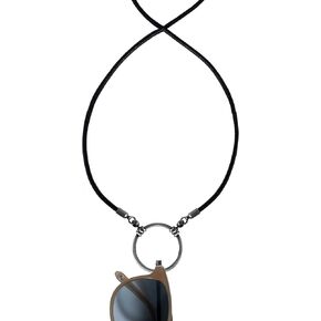 La LOOP Leather 577BL with loop 30mm in Diameter | Swivel Hinge Technology for 360-Degree EyeglassAccess | Unisex Eyeglass Holder Made with Durable Leather Cord, Antique Silver Finish Loop