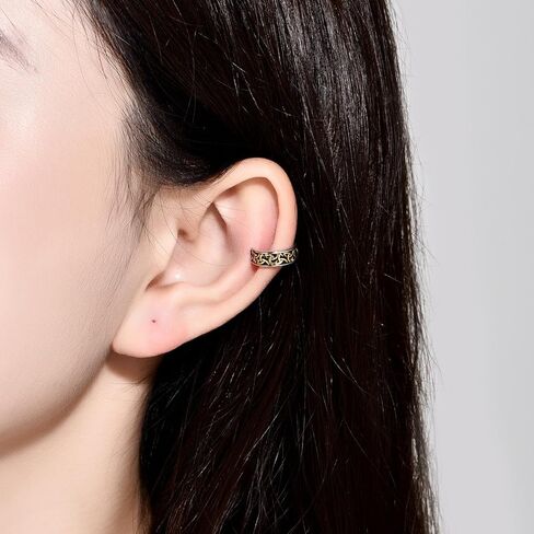 أصفاد الأذن سلتيك للرجال غير ثقب 925 الأذن الأذن الفضية الاسترليني للنساء أسود الأصفاد in Kuwait