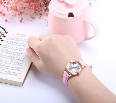 Women's Leather Band Quartz Movement Waterproof Business Classic Tharalog Watch with Genuine Leather Stafless Band Watch Elegant Ladies Watch in Kuwait