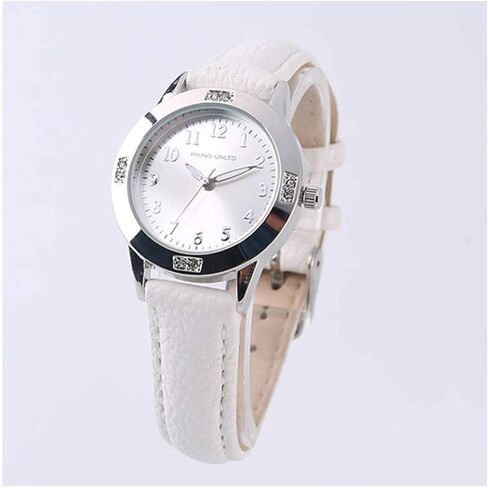 Women's Leather Band Quartz Movement Waterproof Business Classic Tharalog Watch with Genuine Leather Stafless Band Watch Elegant Ladies Watch in Kuwait