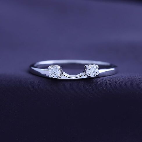 AFFY 0.12 Carat Round White Cubic Zirconia Two Stone Enhancer Guard Ring 14K Gold Over Sterling Silver in Saudi Arabia