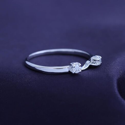 AFFY 0.12 Carat Round White Cubic Zirconia Two Stone Enhancer Guard Ring 14K Gold Over Sterling Silver in Saudi Arabia