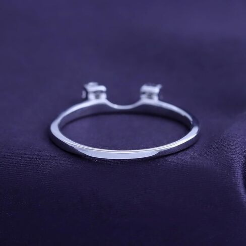 AFFY 0.12 Carat Round White Cubic Zirconia Two Stone Enhancer Guard Ring 14K Gold Over Sterling Silver in Saudi Arabia