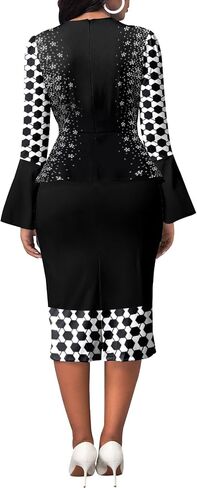 Xinlees Women's Bodycon Pencil Dress with Bell Sleeves Elegant and Versatile Casual Sheath Dress in Saudi Arabia
