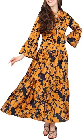 KOH KOH Women’s 2025 Long Sleeve Pockets Summer Casual Floral Flowy Beach Maxi Dress in Saudi Arabia