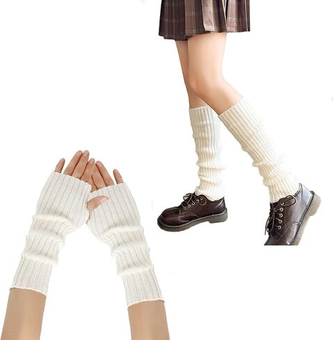 Leg Warmers Arm Warmers,Knitted Socks Gloves 80s Y2K Harajuku Accessory Kawaii Goth Gloves Socks in Kuwait