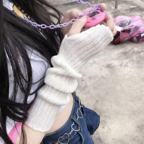 Leg Warmers Arm Warmers,Knitted Socks Gloves 80s Y2K Harajuku Accessory Kawaii Goth Gloves Socks in Kuwait