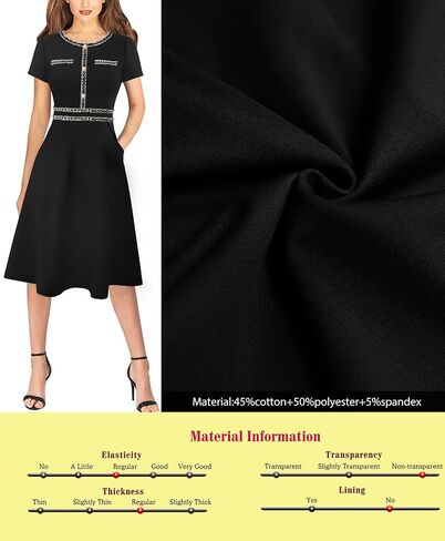 VFSHOW Womens Button Pockets Slim Wear to Work Office Business Party Patchwork A-Line Dress in Kuwait