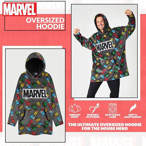 Hoodie بطانية Marvel ، هوديي ناعم ومريح كبير الحجم للرجال والنساء ، يمكن للبالغين والمراهقين البطانية العصرية ارتداء in Kuwait