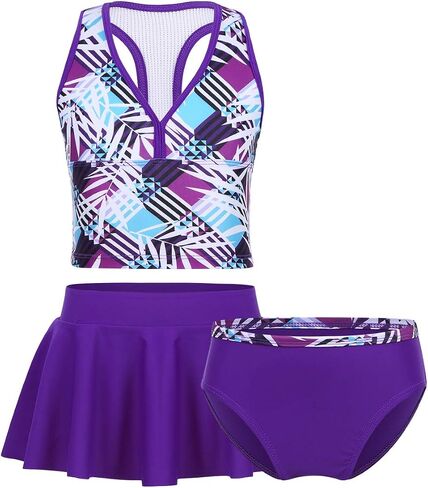 iEFiEL Big Girls Peace Signs Heart Print 2Pcs Tankini Swimwear Bathing Suit in Saudi Arabia