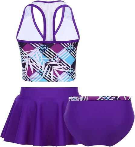 iEFiEL Big Girls Peace Signs Heart Print 2Pcs Tankini Swimwear Bathing Suit in Saudi Arabia