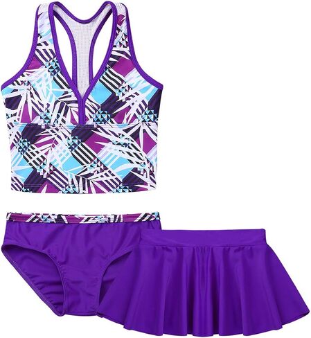 iEFiEL Big Girls Peace Signs Heart Print 2Pcs Tankini Swimwear Bathing Suit in Saudi Arabia