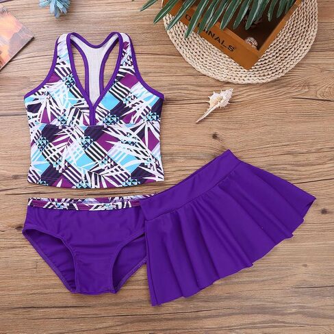 iEFiEL Big Girls Peace Signs Heart Print 2Pcs Tankini Swimwear Bathing Suit in Saudi Arabia