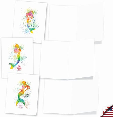 The Best Card Company - 10 Unique Blank Watercolor Animal Note Card Box Set 4 x 5 Inch + Envelopes (10 Unique Designs) Kids Greeting Cards, Camp Stationery, Funky Rainbow Wildlife M4948OCB-B1x10 in Kuwait