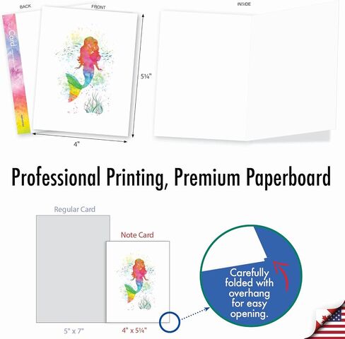 The Best Card Company - 10 Unique Blank Watercolor Animal Note Card Box Set 4 x 5 Inch + Envelopes (10 Unique Designs) Kids Greeting Cards, Camp Stationery, Funky Rainbow Wildlife M4948OCB-B1x10 in Kuwait