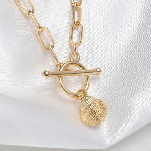 DoreenBeads 18K Gold Sun Moon Star Compass Pendant Necklace Chunky Toggle Paperclip Chain Necklace with Heart Daisy Bee Charms for Women Girls 20 Inches in Kuwait