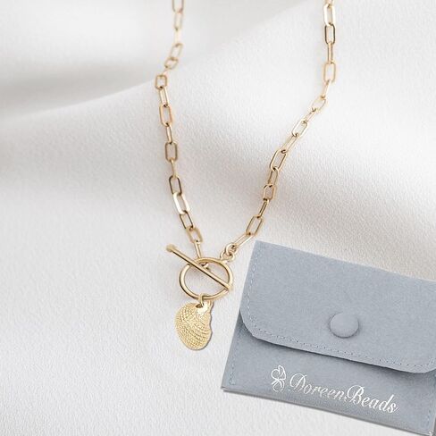 DoreenBeads 18K Gold Sun Moon Star Compass Pendant Necklace Chunky Toggle Paperclip Chain Necklace with Heart Daisy Bee Charms for Women Girls 20 Inches in Kuwait