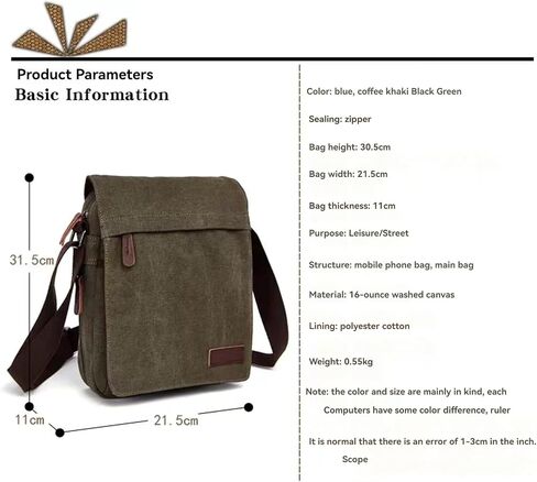 Small retro canvas messenger men's crossbody bag and shoulder bag in Saudi Arabia