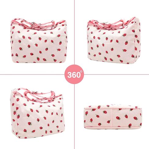 DOB SECHS Cute Hobo Bag for Women Corduroy Canvas Messenger Bag Crossbody Shoulder Purse Handbag Strawberry Printed in Saudi Arabia