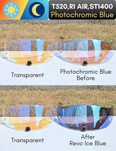 Photochromic Visor Compatible With R420,R1 Air,T520,ST1400 Replacement Transition Motorcycle Helmet Face Shield Visor (R1 Air,T520,ST1400 Clear To Smoke) in Saudi Arabia