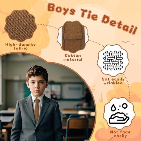 Cotton Boys Tie 12-14 Years, Adjustable Kids Tie Solid Color Ties for Boys, Boys Necktie for School Wedding Party in Saudi Arabia