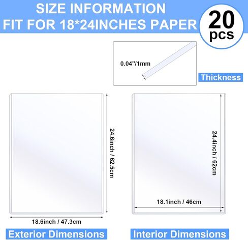 Sherr 2 Pcs 18 x 24 Inches Rigid Print Protectors Clear Hard Plastic Sheet Protectors Poster Sleeves for Protect Store and Display Photographs, Prints and Documents in Saudi Arabia