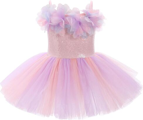 ODASDO Dance Leotard for Girls Toddler Kids Shiny Sequin Flower Camisole Dress Tutu Skirt Ballerina Dancewear in Kuwait