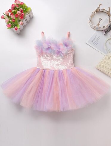 ODASDO Dance Leotard for Girls Toddler Kids Shiny Sequin Flower Camisole Dress Tutu Skirt Ballerina Dancewear in Kuwait