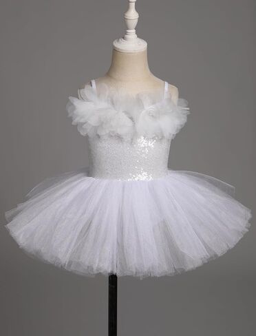ODASDO Dance Leotard for Girls Toddler Kids Shiny Sequin Flower Camisole Dress Tutu Skirt Ballerina Dancewear in Kuwait