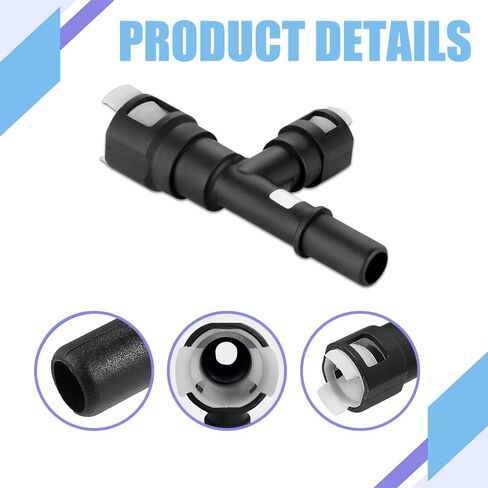HVAC Heater Inlet Hose Tee Connector, Heater Hose Connector, T-Connector Three-Way Cooling Water Pipe Joint, 15055343 15055342 Heater Inlet Hose Fitting Compatible with Chevy (Black) in Kuwait