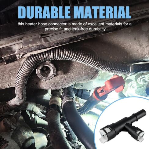 HVAC Heater Inlet Hose Tee Connector, Heater Hose Connector, T-Connector Three-Way Cooling Water Pipe Joint, 15055343 15055342 Heater Inlet Hose Fitting Compatible with Chevy (Black) in Kuwait