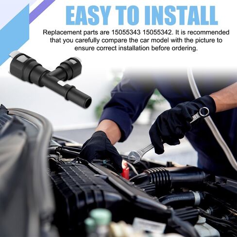 HVAC Heater Inlet Hose Tee Connector, Heater Hose Connector, T-Connector Three-Way Cooling Water Pipe Joint, 15055343 15055342 Heater Inlet Hose Fitting Compatible with Chevy (Black) in Kuwait