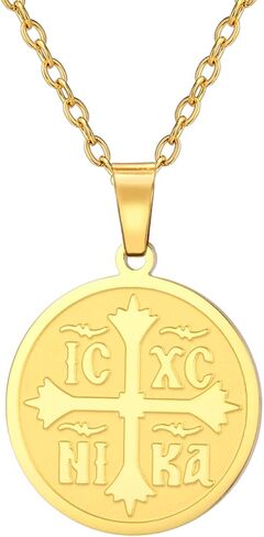 الأرثوذكسية الصليب قلادة للنساء IC XC نيكا الصليب يسوع المسيح ميدالية قلادة اليونانية البيزنطية الصليب قلادة مجوهرات الدينية الشرقية المسيحية الكاثوليكية هدية in Kuwait