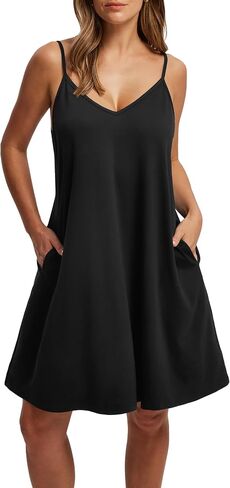 SAMPEEL Summer Dresses Spaghetti Strap Flowy Cami Dresses Sundresses Cover Ups in Saudi Arabia