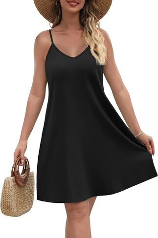 SAMPEEL Summer Dresses Spaghetti Strap Flowy Cami Dresses Sundresses Cover Ups in Saudi Arabia