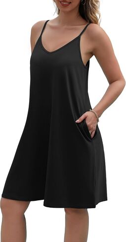 SAMPEEL Summer Dresses Spaghetti Strap Flowy Cami Dresses Sundresses Cover Ups in Saudi Arabia