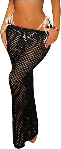 Milumia Women's Hollow Out Crochet Swimsuit Cover Up Skirt Beach Coverup Bodycon Maxi Skirt in Kuwait
