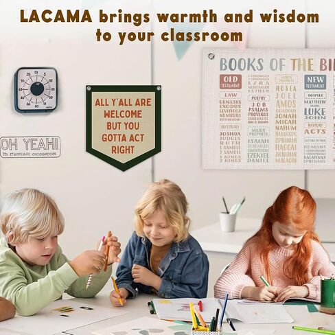 Classroom Wall College Dorm Decor, All Y'all Are Welcome But You Gotta Act Right Banner, Retro Wall Hanging Banner Pennant Flag for Bedroom Kids Room Playroom Decor in Kuwait