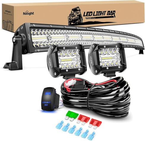 Nilight Marine LED Light Bar Navigation Lights 42Inch Curved White Spot Flood Combo Ponton Boat Deck Dock Lights for Night Fishing T-top Stern Yacht Sailboat Trucks Tractors, 2 Years Warranty in Saudi Arabia