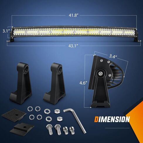 Nilight Marine LED Light Bar Navigation Lights 42Inch Curved White Spot Flood Combo Ponton Boat Deck Dock Lights for Night Fishing T-top Stern Yacht Sailboat Trucks Tractors, 2 Years Warranty in Saudi Arabia