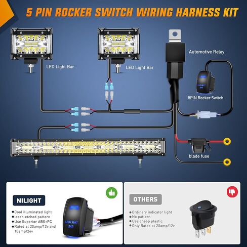 Nilight Marine LED Light Bar Navigation Lights 42Inch Curved White Spot Flood Combo Ponton Boat Deck Dock Lights for Night Fishing T-top Stern Yacht Sailboat Trucks Tractors, 2 Years Warranty in Saudi Arabia