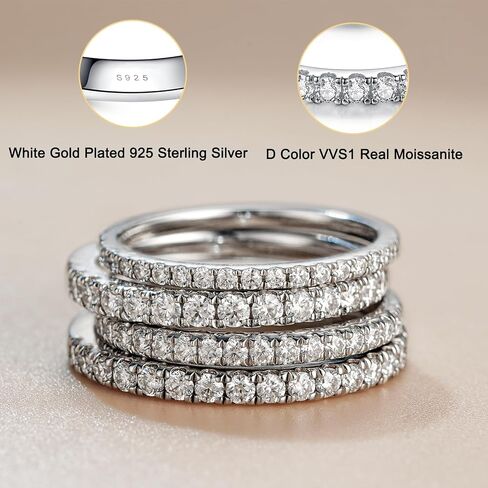 YODEWA Moissanite Wedding Band for Women Half Eternity 925 Sterling Silver 0.3ct DEF Color VVS Lab Created Moissanite Thin Real Moissanite Anniversary Engagement Bands Ring Size 4-11 in Kuwait