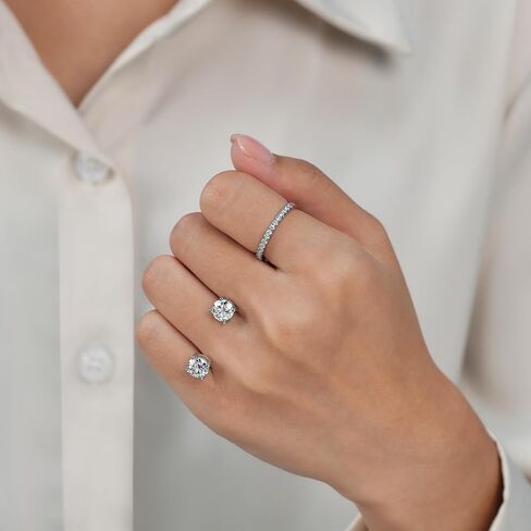 YODEWA Moissanite Wedding Band for Women Half Eternity 925 Sterling Silver 0.3ct DEF Color VVS Lab Created Moissanite Thin Real Moissanite Anniversary Engagement Bands Ring Size 4-11 in Kuwait