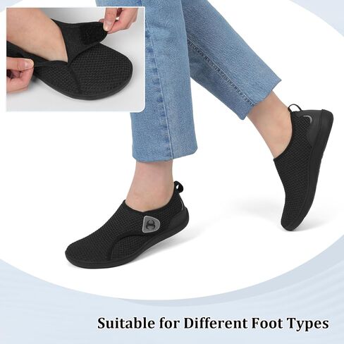 Womens Walking Shoes Comfortable Wide Diabetic Shoes Adjustable Zero Drop Edema Shoe Breathable Neuropathy Nursing Shoes Casual Wide Width Sneakers in Kuwait