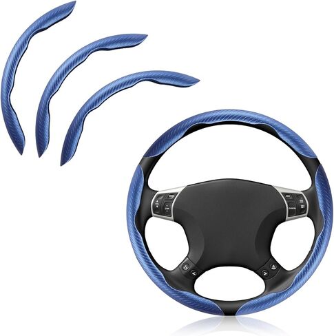 Pincuttee Carbon Fiber Steering Wheel Cover - 3PC Universal Non Slip Steering Wheel Protector, Matte Black in Kuwait