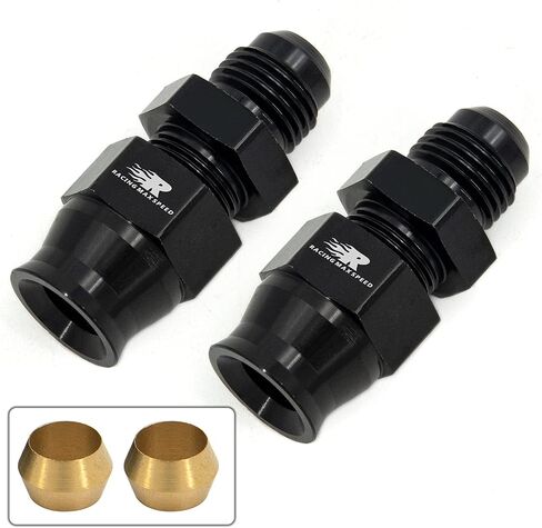 6AN Male Flare to 3/8" Fuel Hardline Tube Fitting Adapter Connector Aluminum Alloy Black Anodized 2Pcs in Kuwait