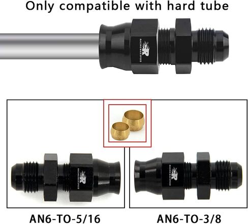 6AN Male Flare to 3/8" Fuel Hardline Tube Fitting Adapter Connector Aluminum Alloy Black Anodized 2Pcs in Kuwait