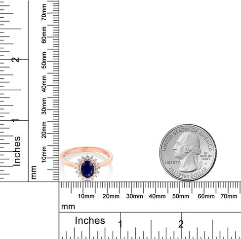 Gem Stone King 10K Rose Gold Oval 7X5MM Gemstone Birthstone and White Created Sapphire Engagement Ring For Women | Available in Size 5,6,7,8,9 in Saudi Arabia