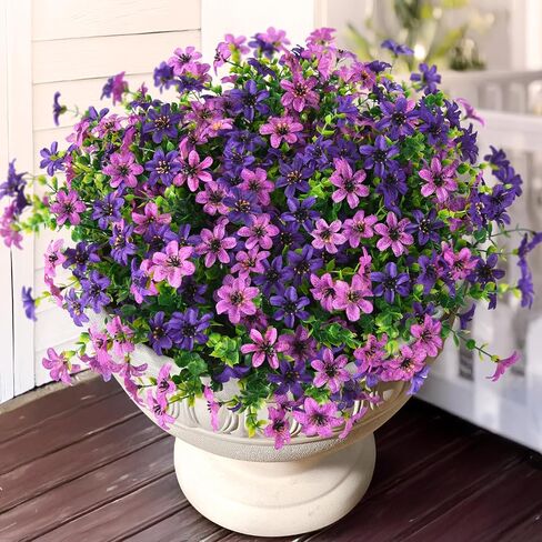 Artificial Flowers for Outdoors, 12 Bundles Multicolor Faux Silk Flower Spring Summer Decoration, Artificial Plants Fake Outdoor Flowers UV Resistant No Fade for Home Planter Porch Patio Yard Decor in Saudi Arabia