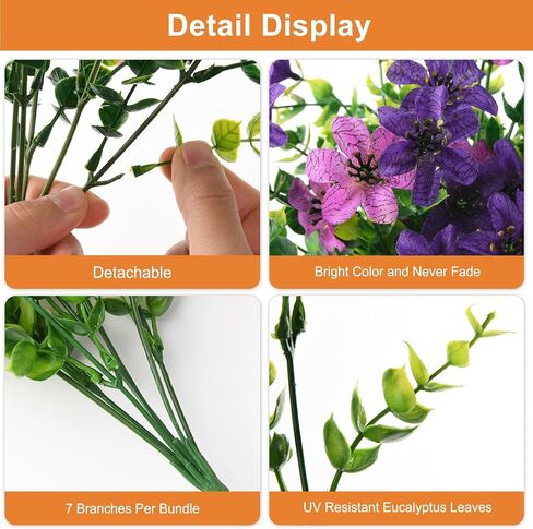 Artificial Flowers for Outdoors, 12 Bundles Multicolor Faux Silk Flower Spring Summer Decoration, Artificial Plants Fake Outdoor Flowers UV Resistant No Fade for Home Planter Porch Patio Yard Decor in Saudi Arabia